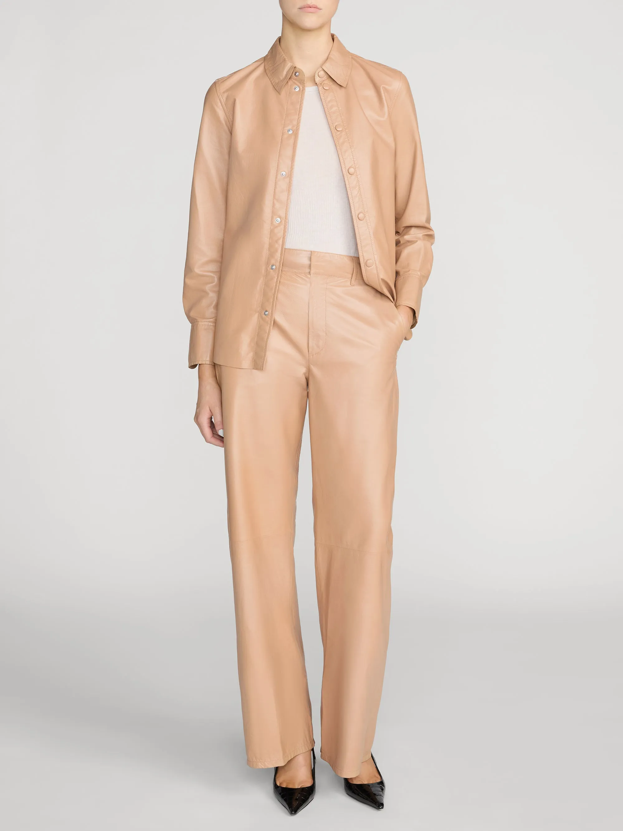 The Paper Leather Loose Trouser -- Sand sold by Frame Denim product image thumbnail 2