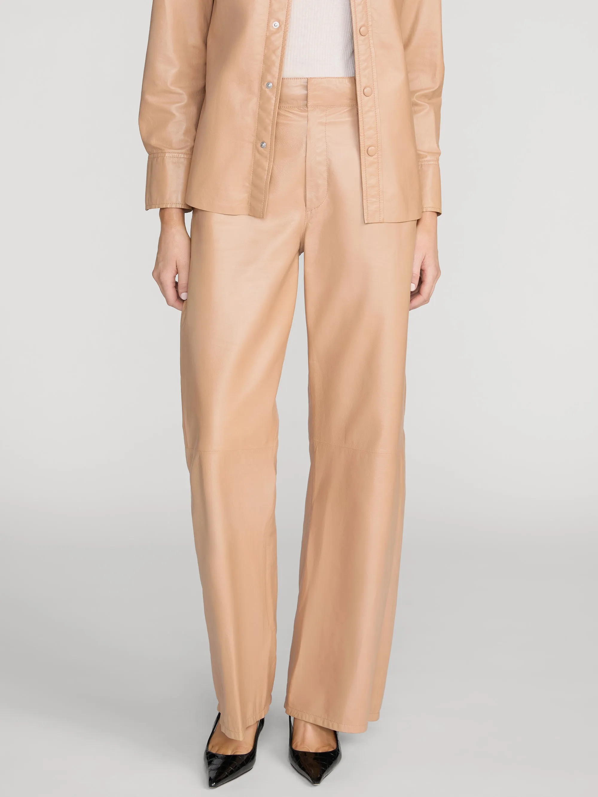 The Paper Leather Loose Trouser -- Sand sold by Frame Denim product image thumbnail 3