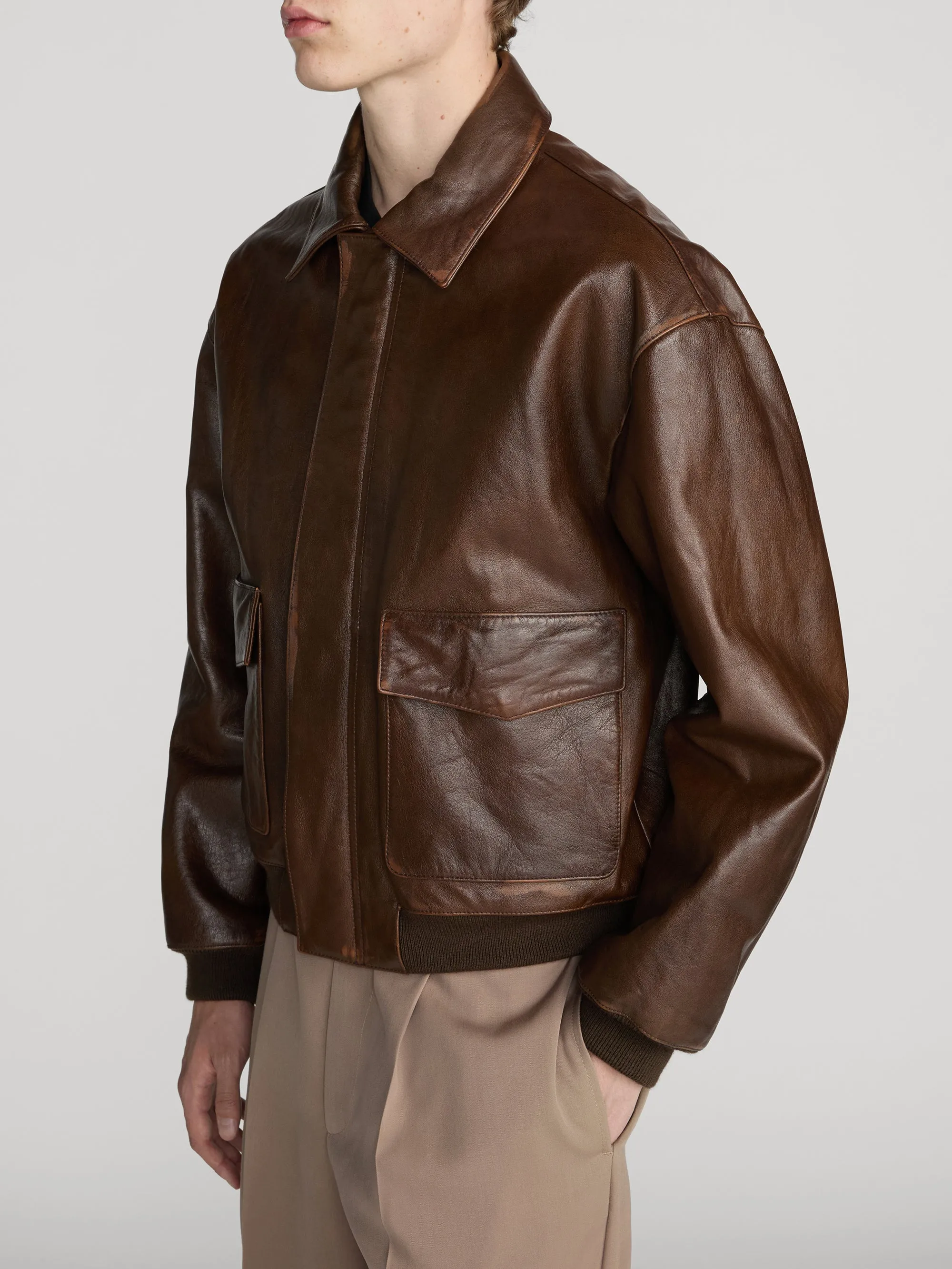 Aviator Leather Jacket -- Deep Brown sold by Frame Denim product image thumbnail 4