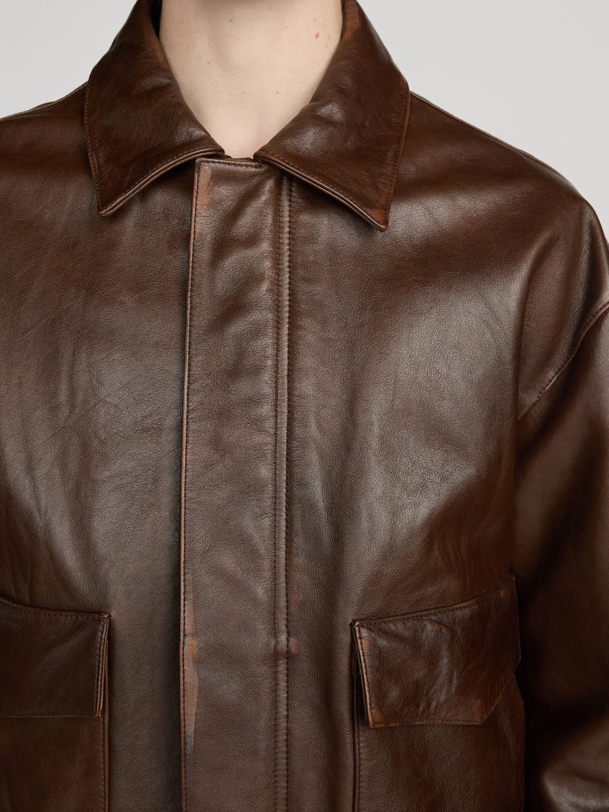 Aviator Leather Jacket -- Deep Brown sold by Frame Denim product image thumbnail 5