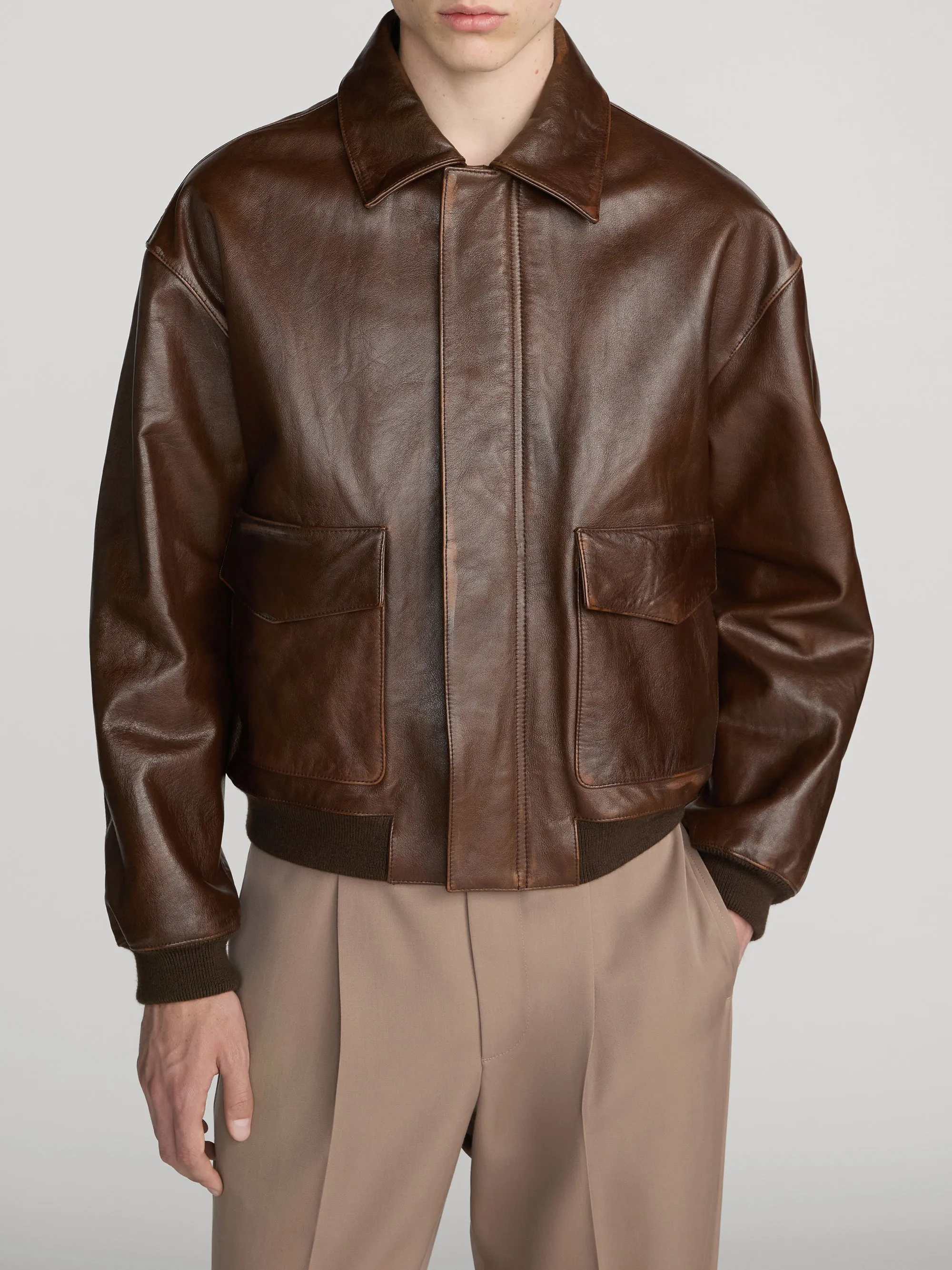 Aviator Leather Jacket -- Deep Brown sold by Frame Denim product image thumbnail 3