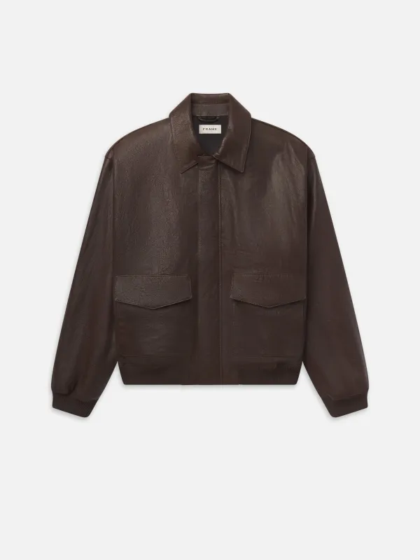 Aviator Leather Jacket -- Deep Brown made by Frame Denim