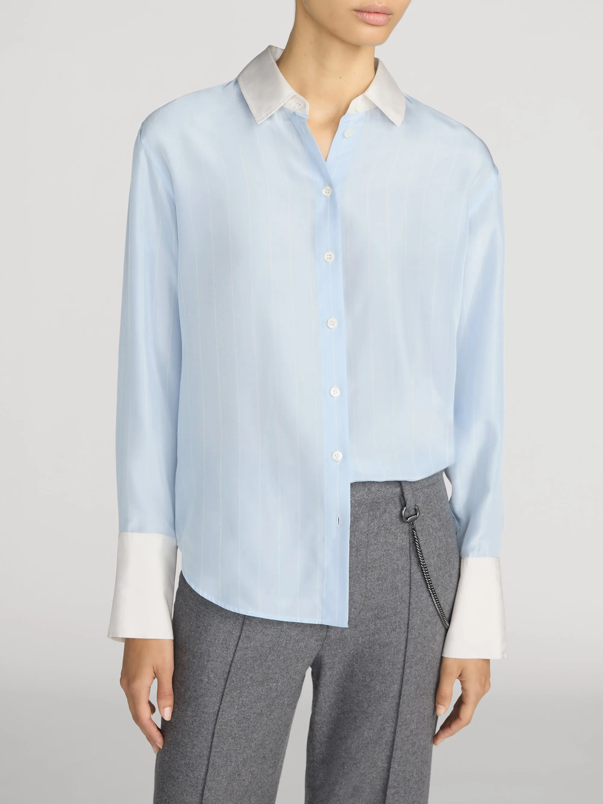 The Silk Standard Shirt -- Sky Blue Stripe sold by Frame Denim product image thumbnail 3