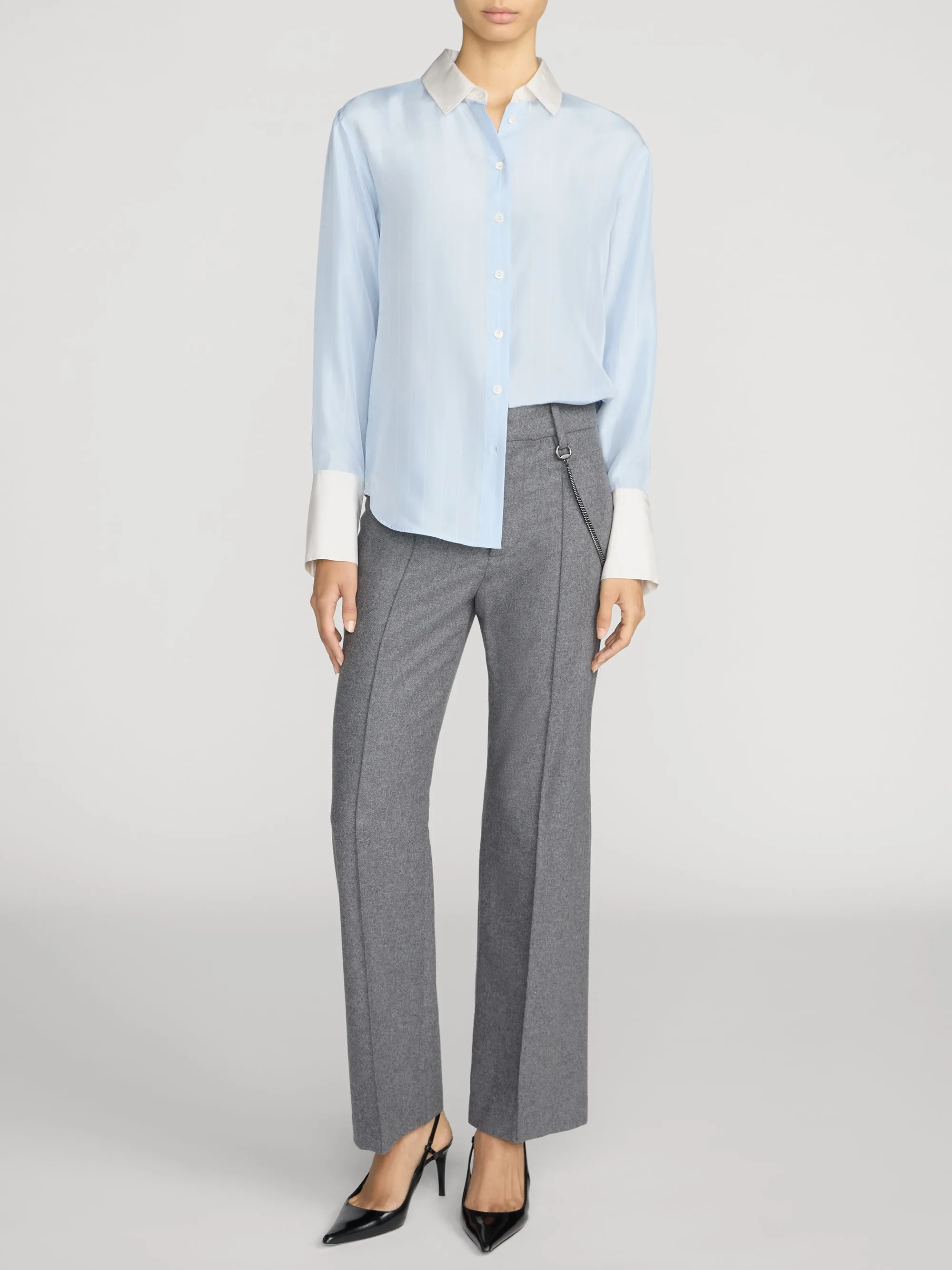 The Silk Standard Shirt -- Sky Blue Stripe sold by Frame Denim product image thumbnail 2