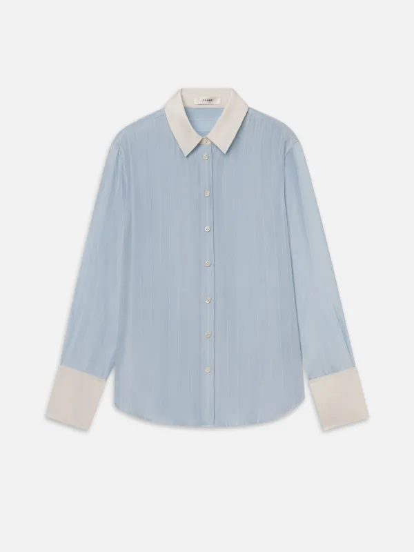 The Silk Standard Shirt -- Sky Blue Stripe made by Frame Denim