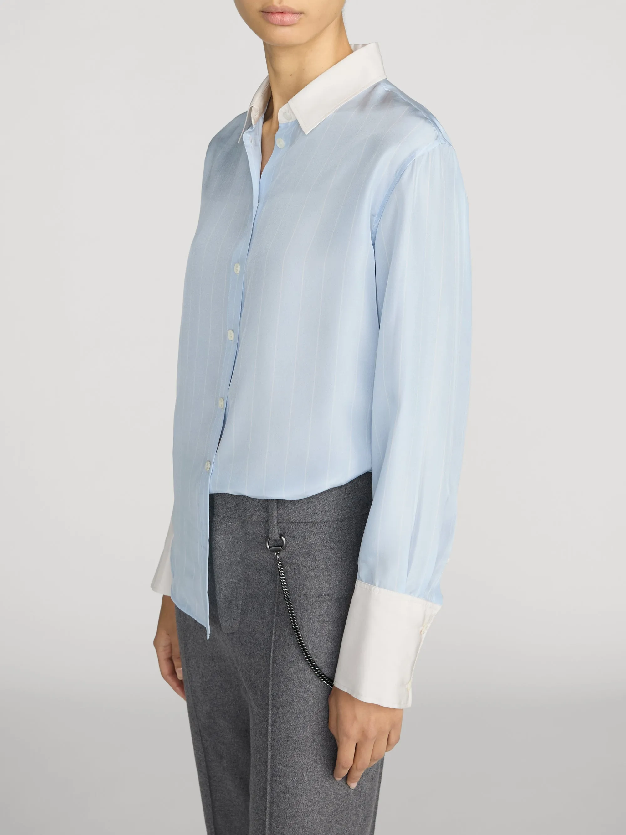 The Silk Standard Shirt -- Sky Blue Stripe sold by Frame Denim product image thumbnail 4