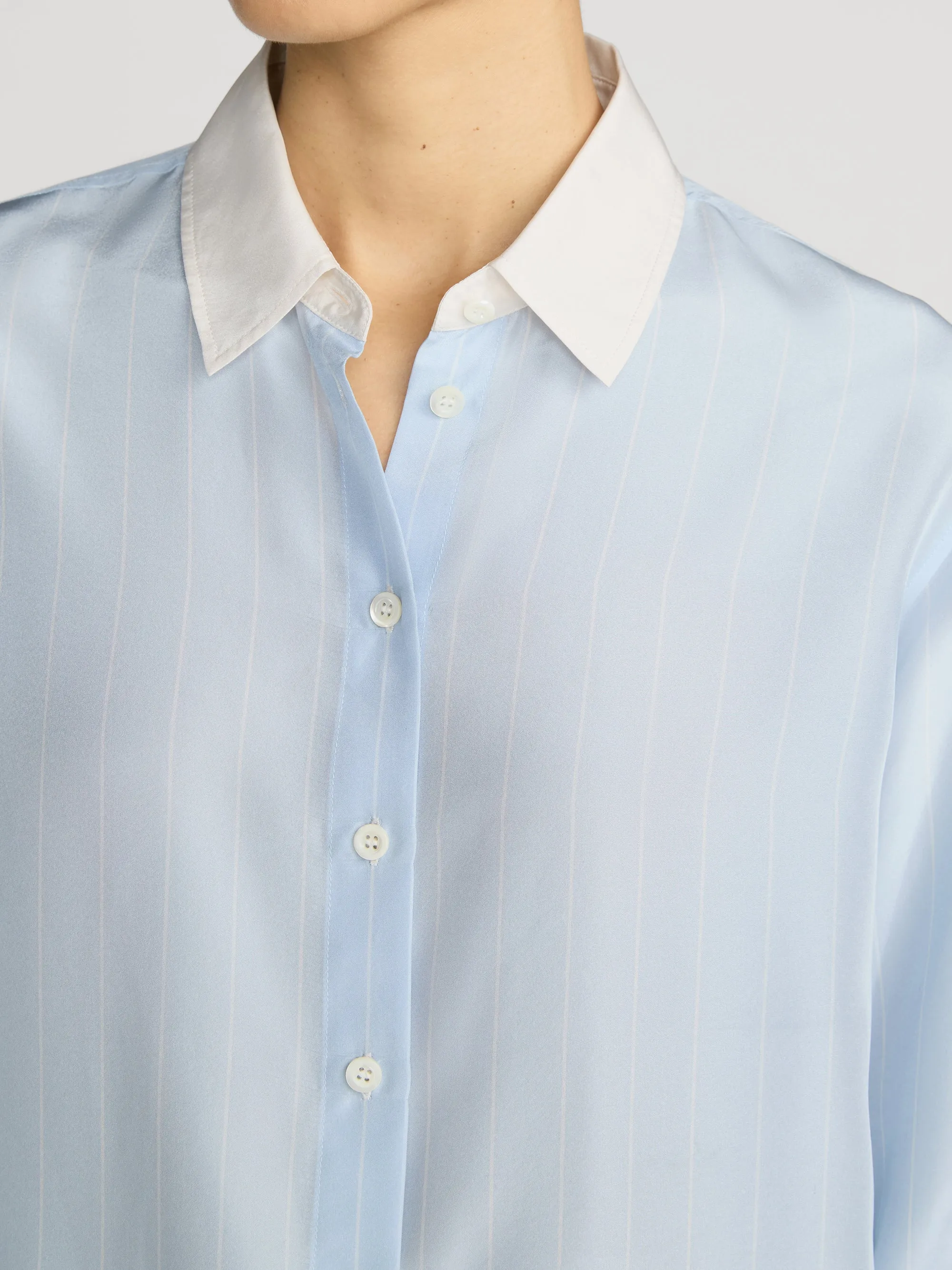 The Silk Standard Shirt -- Sky Blue Stripe sold by Frame Denim product image thumbnail 5