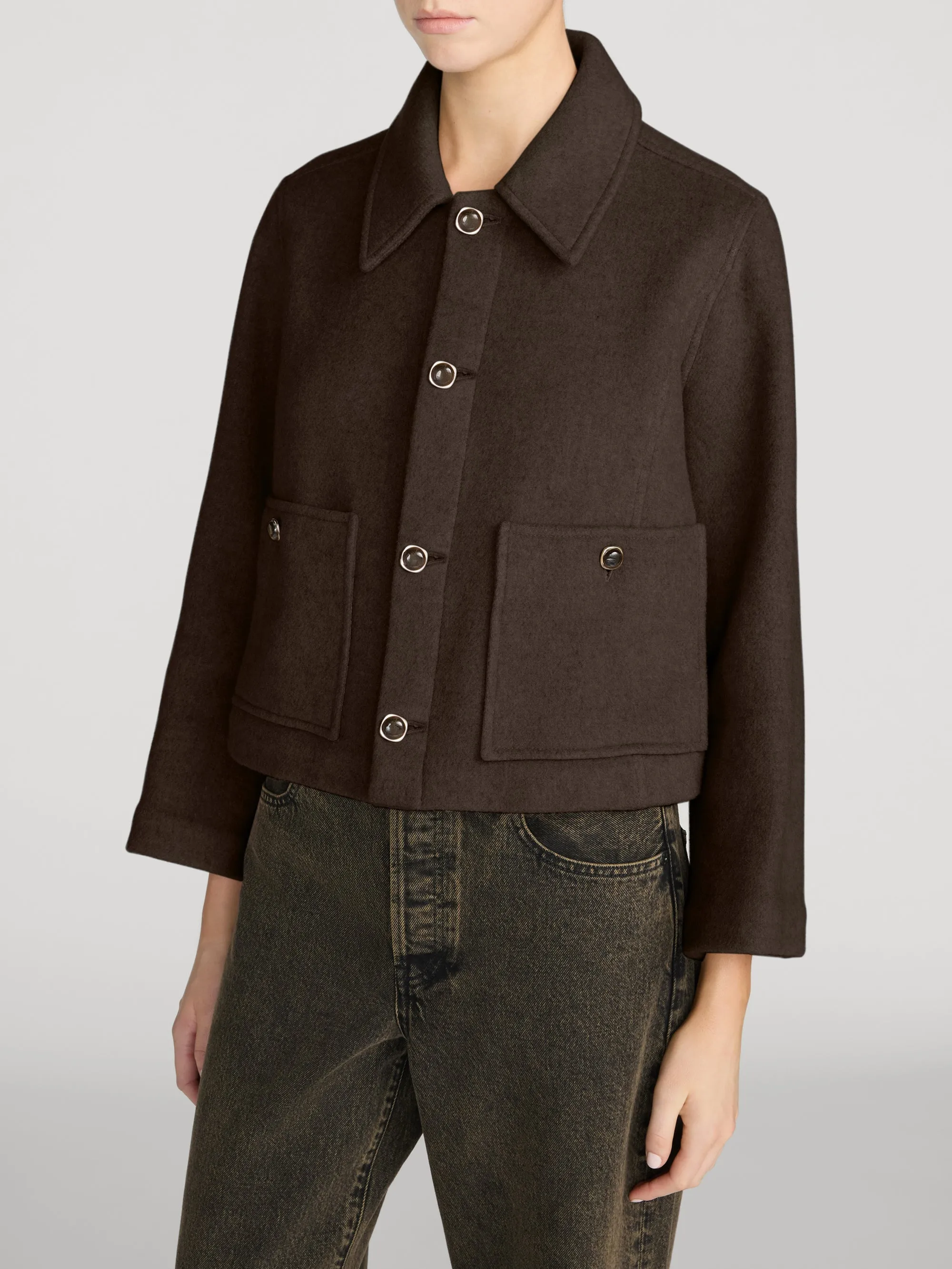 The Wool Mini Swing Jacket -- Chestnut sold by Frame Denim product image thumbnail 4