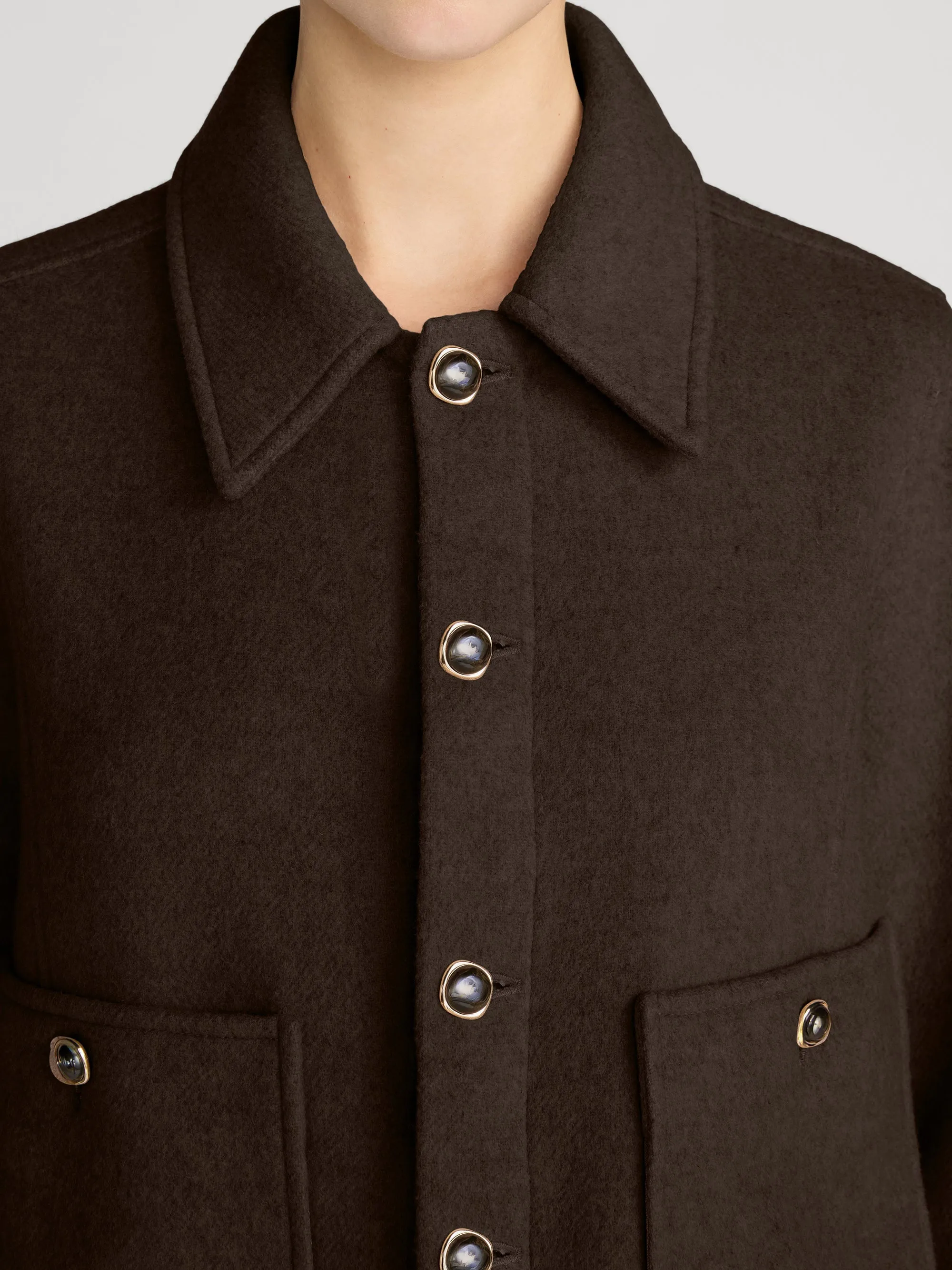 The Wool Mini Swing Jacket -- Chestnut sold by Frame Denim product image thumbnail 5