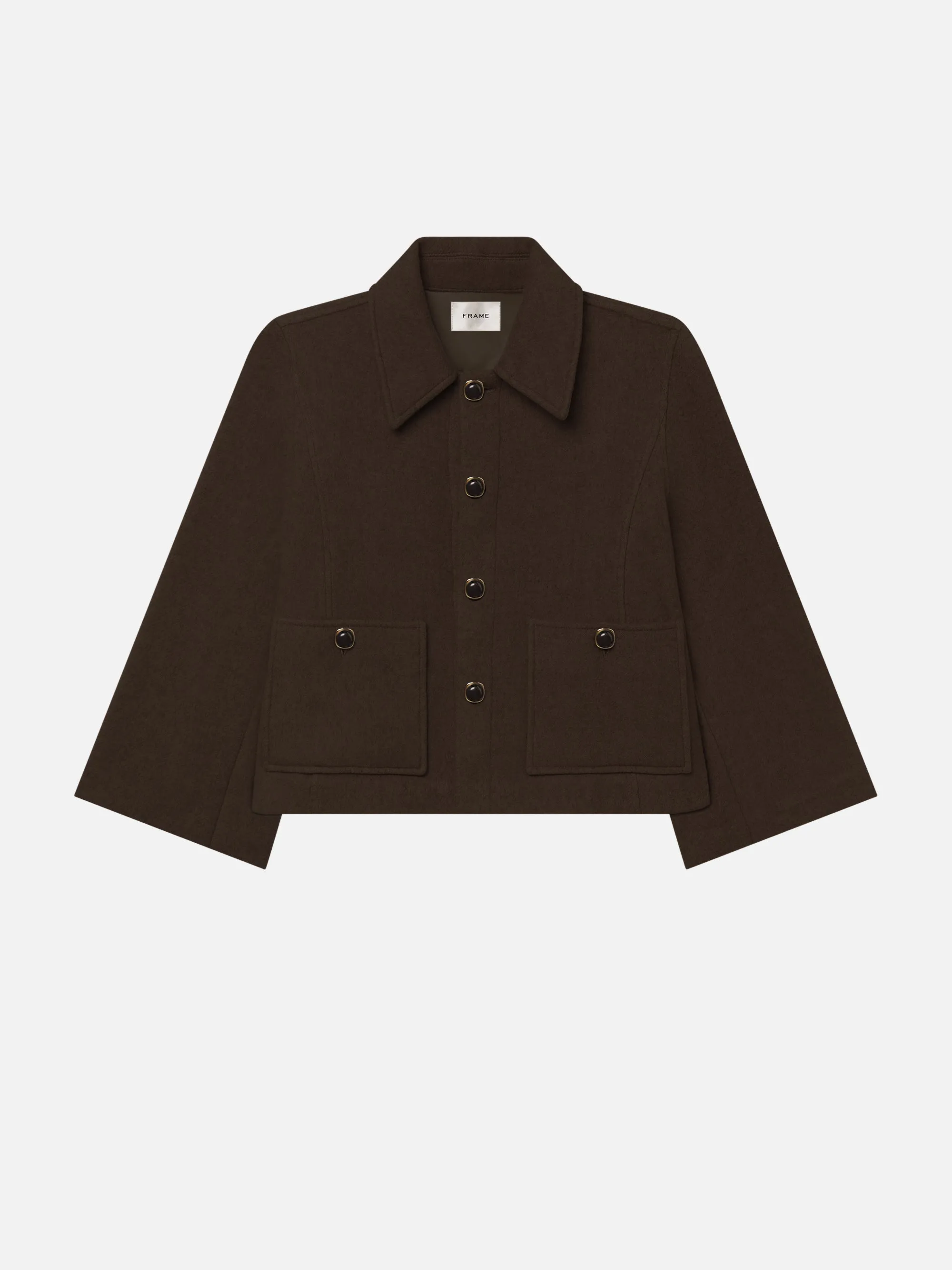 The Wool Mini Swing Jacket -- Chestnut sold by Frame Denim
