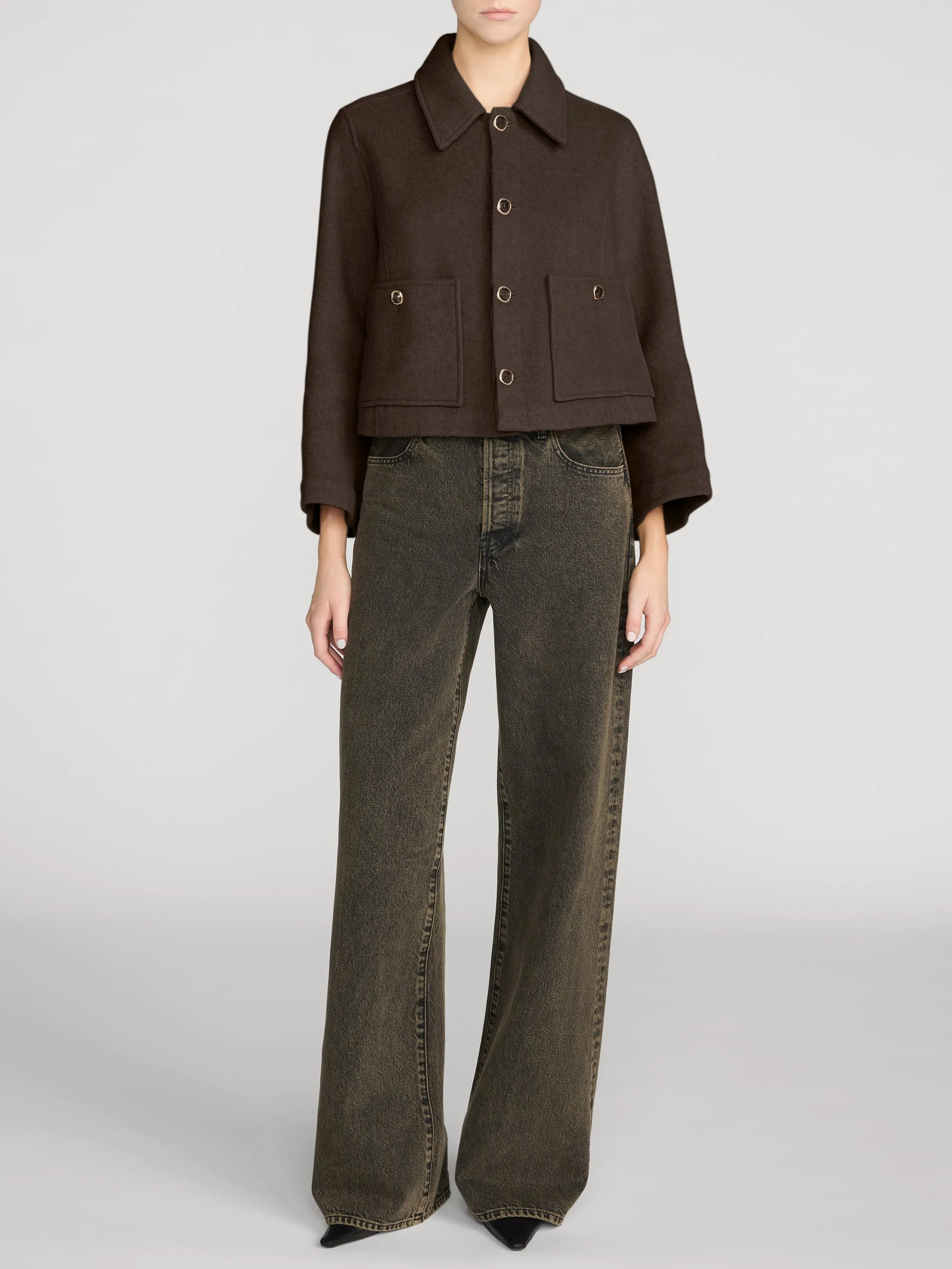 The Wool Mini Swing Jacket -- Chestnut sold by Frame Denim product image thumbnail 2