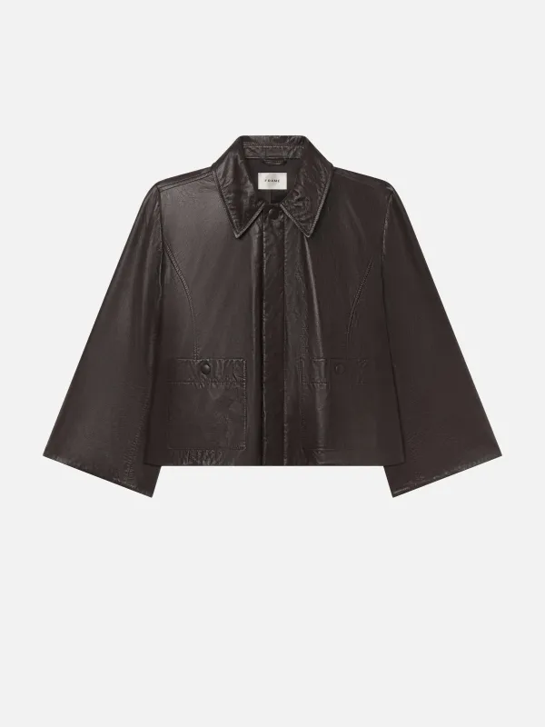 The Paper Leather Swing Jacket -- Chestnut made by Frame Denim