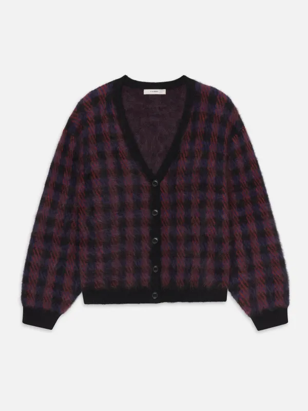 The Brushed Houndstooth Cardi -- Chestnut Plaid made by Frame Denim