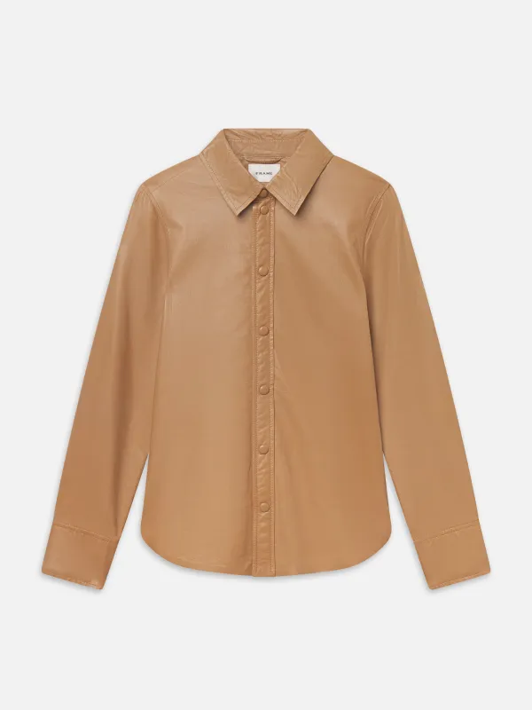 The Paper Leather Slim Shirt -- Sand made by Frame Denim
