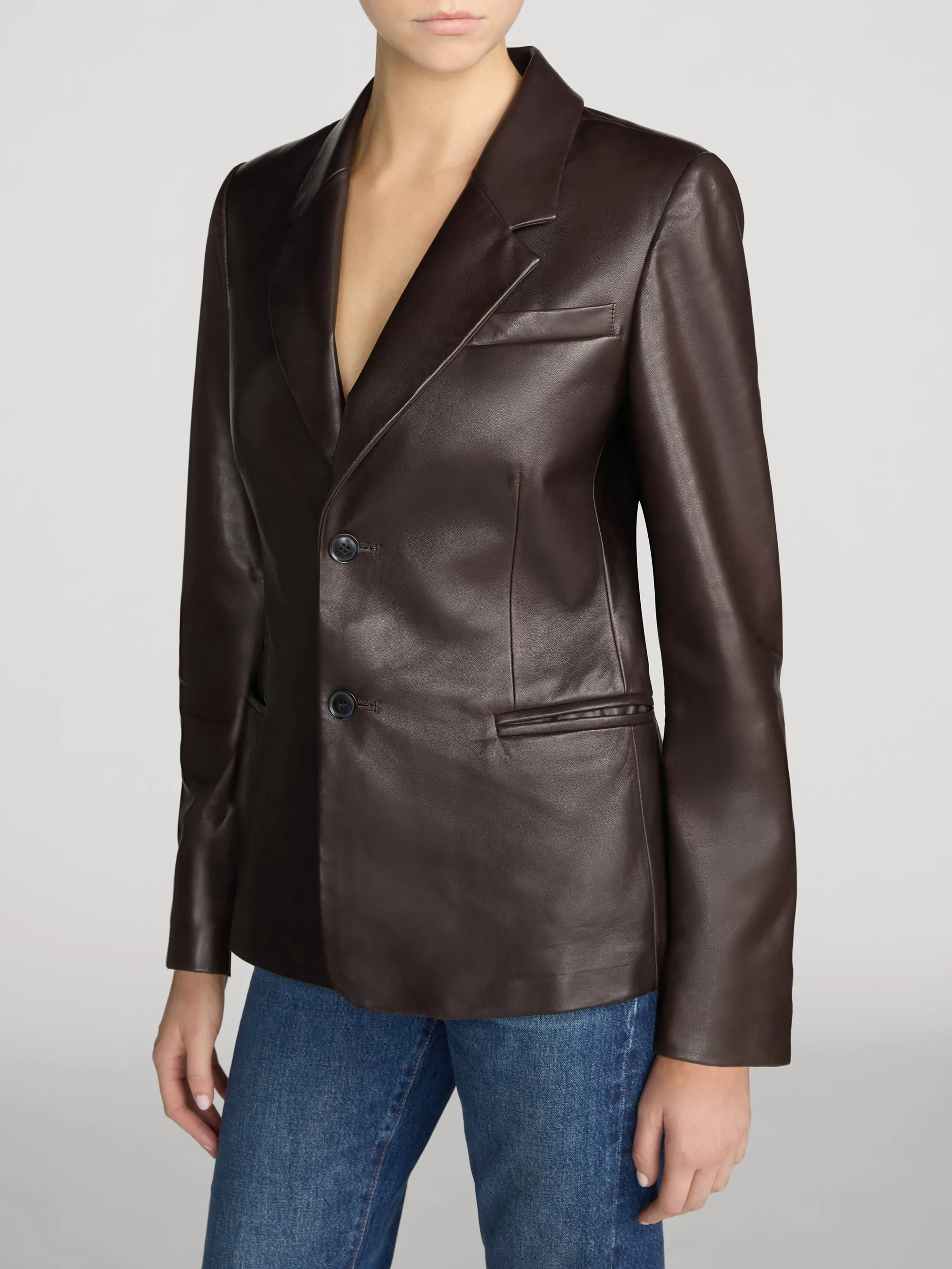 The Femme Leather Blazer -- Truffle sold by Frame Denim product image thumbnail 4