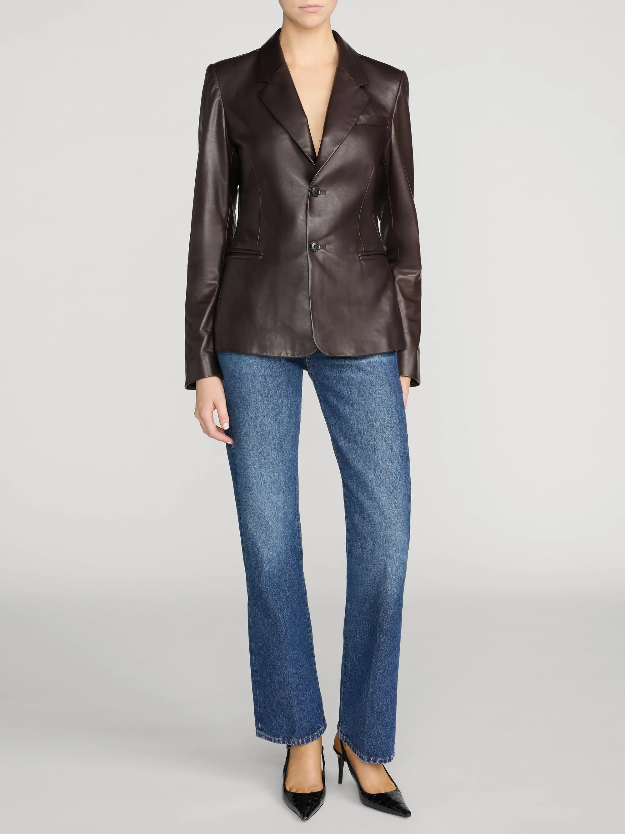 The Femme Leather Blazer -- Truffle sold by Frame Denim product image thumbnail 2
