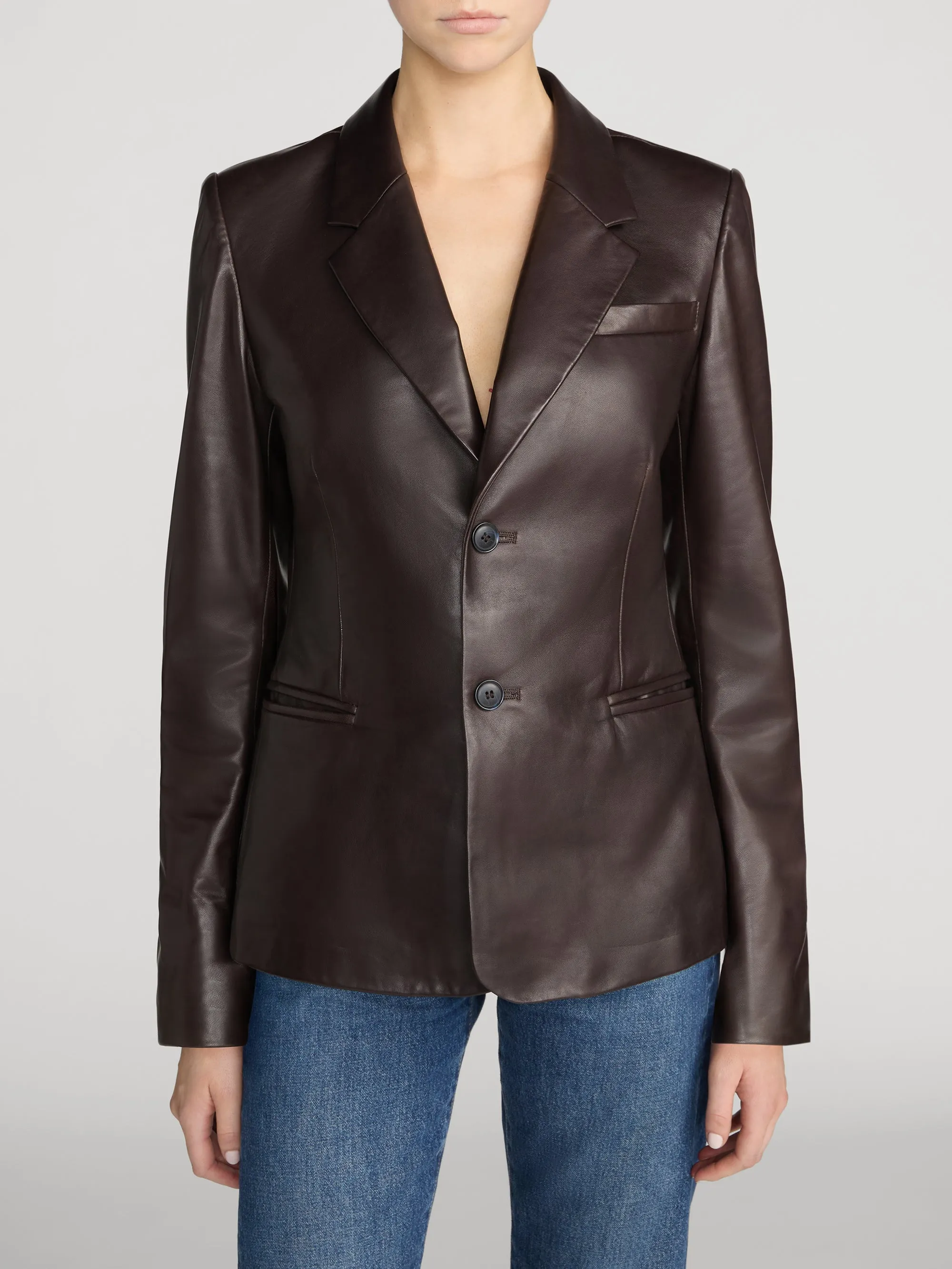 The Femme Leather Blazer -- Truffle sold by Frame Denim product image thumbnail 3
