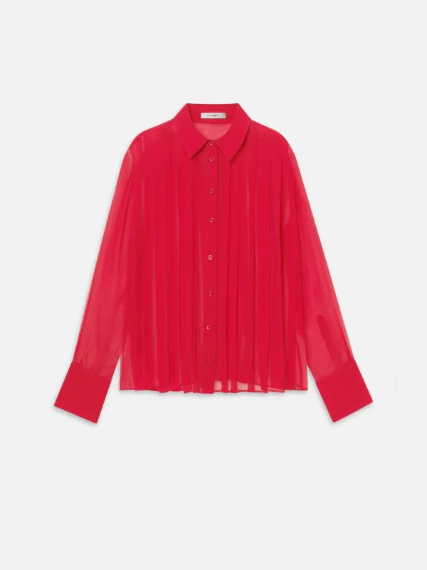 The Whisper Pleat Top -- Lipstick made by Frame Denim