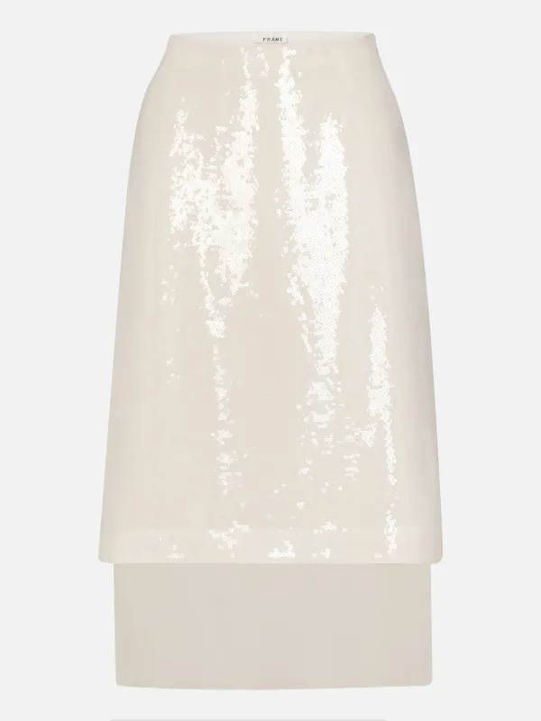The Sequin Starlight Skirt -- Cream made by Frame Denim