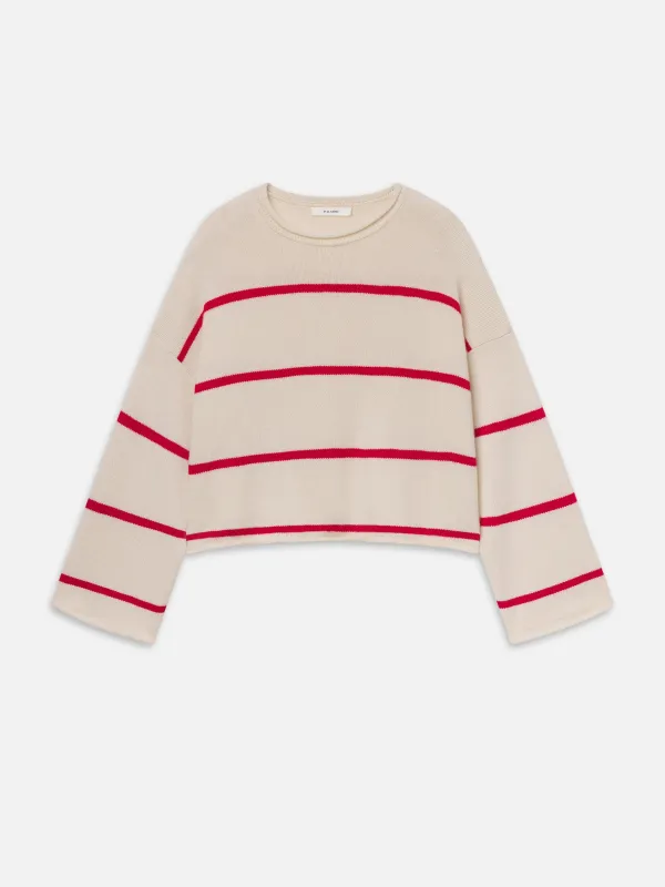 The Rolled Hem Sweater -- Cream Stripe made by Frame Denim