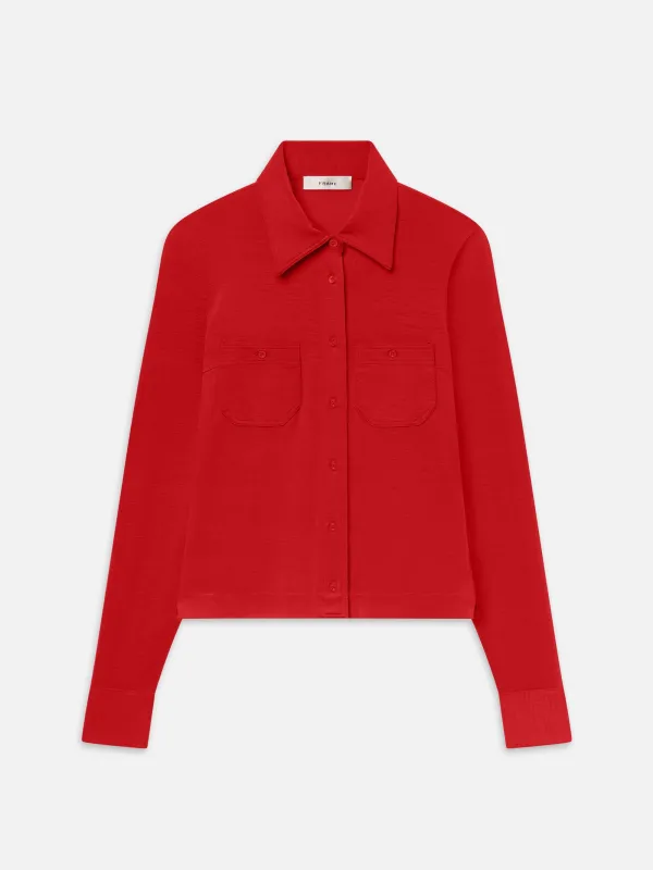 The Wool Pocket Top -- Lipstick made by Frame Denim