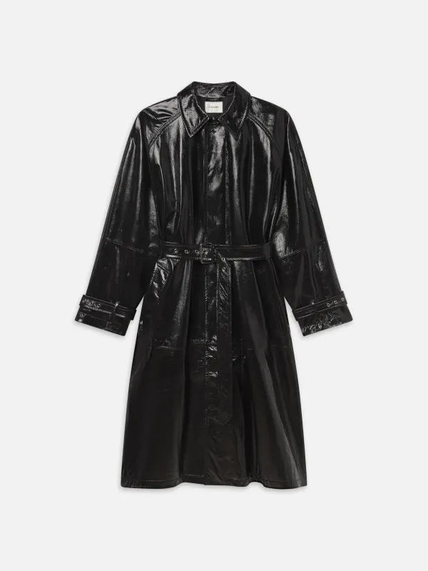 The Patent Leather Mac Coat -- Black made by Frame Denim