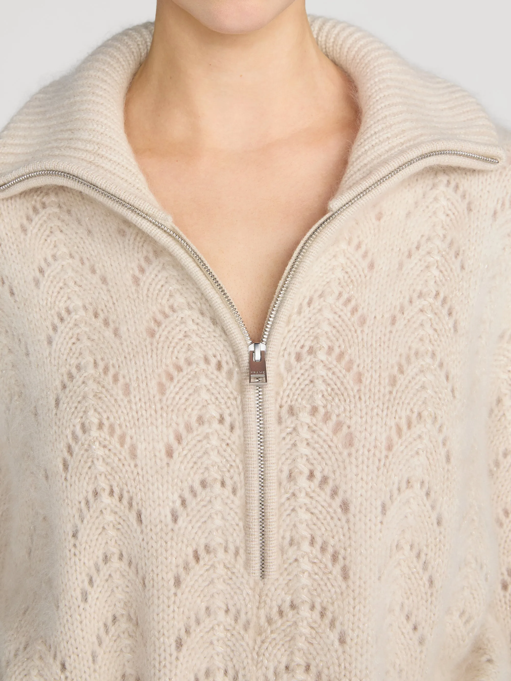 The Airy Lurex Quarter Zip -- Biscuit sold by Frame Denim product image thumbnail 5