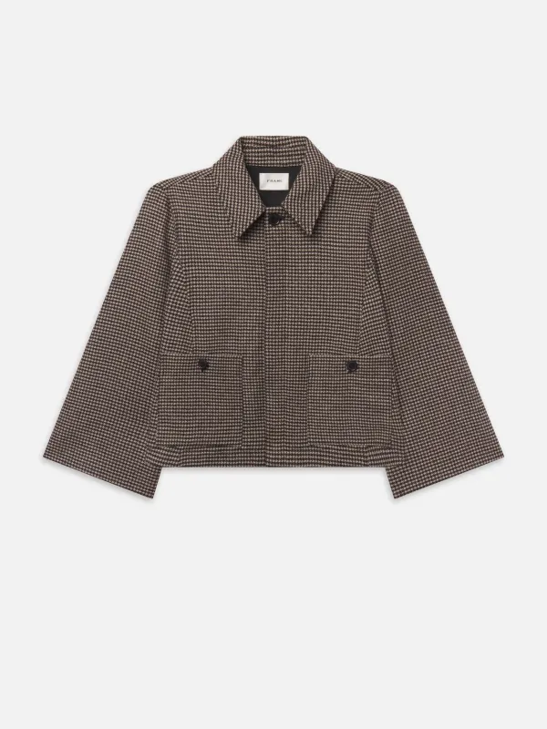 The Wool Mini Swing Jacket -- Black Houndstooth made by Frame Denim