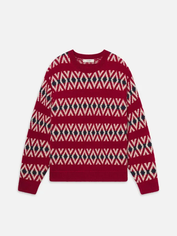 The Oversized Sweater -- Currant Fairisle made by Frame Denim