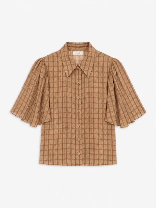 The Flutter Shirt -- Taupe Multi Plaid made by Frame Denim