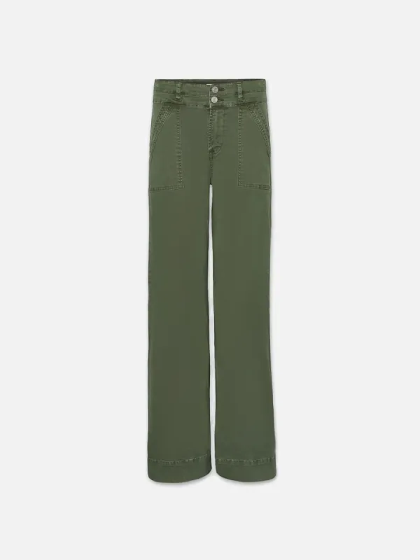 Double Waist Band Slim Palazzo -- Washed Surplus sold by Frame Denim