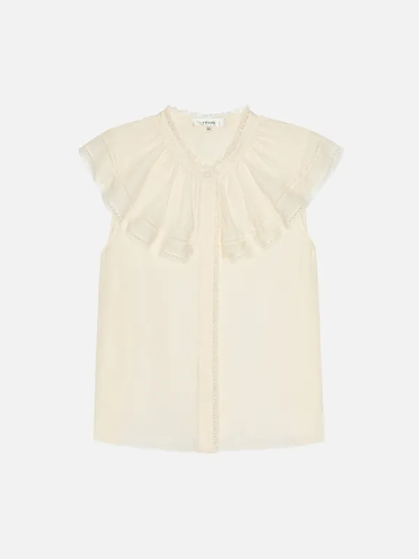 The Lace Decor Soirée Top -- Cream made by Frame Denim