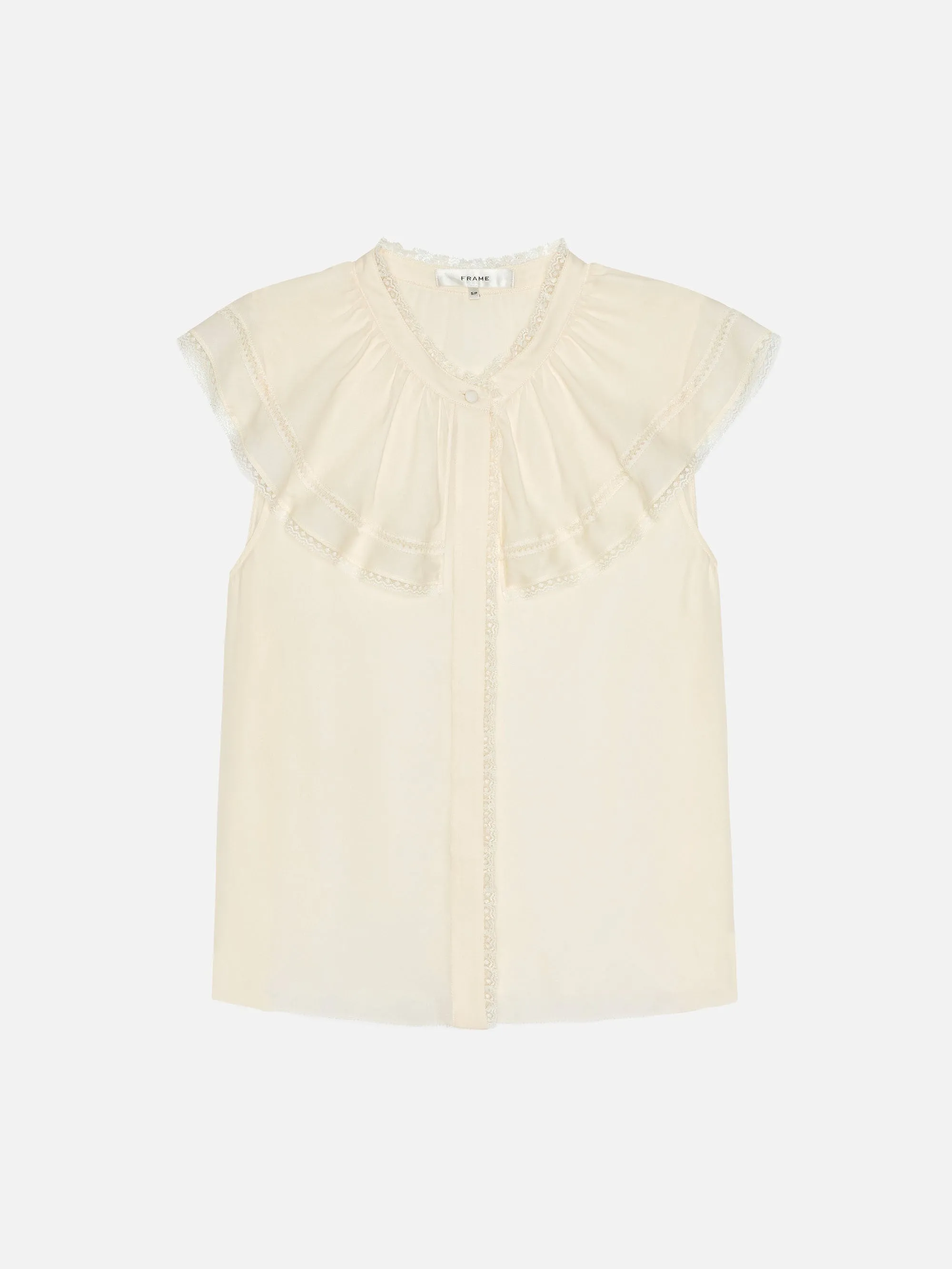 The Lace Decor Soirée Top -- Cream sold by Frame Denim