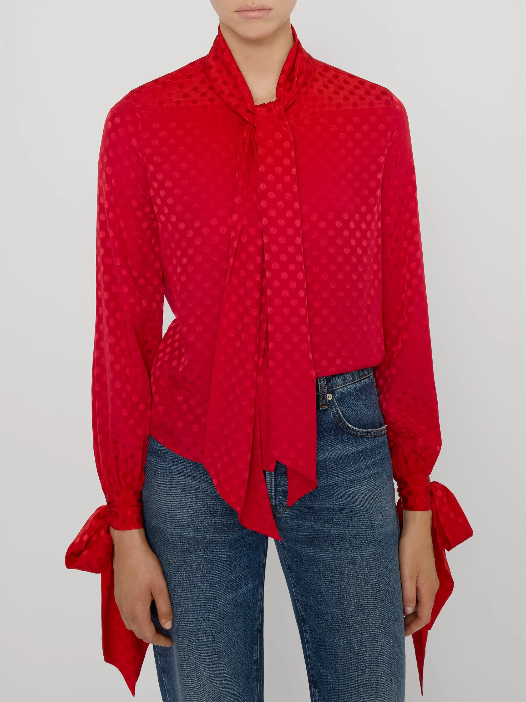 The Nouvelle Blouse -- Lipstick Polka Dot sold by Frame Denim product image thumbnail 3