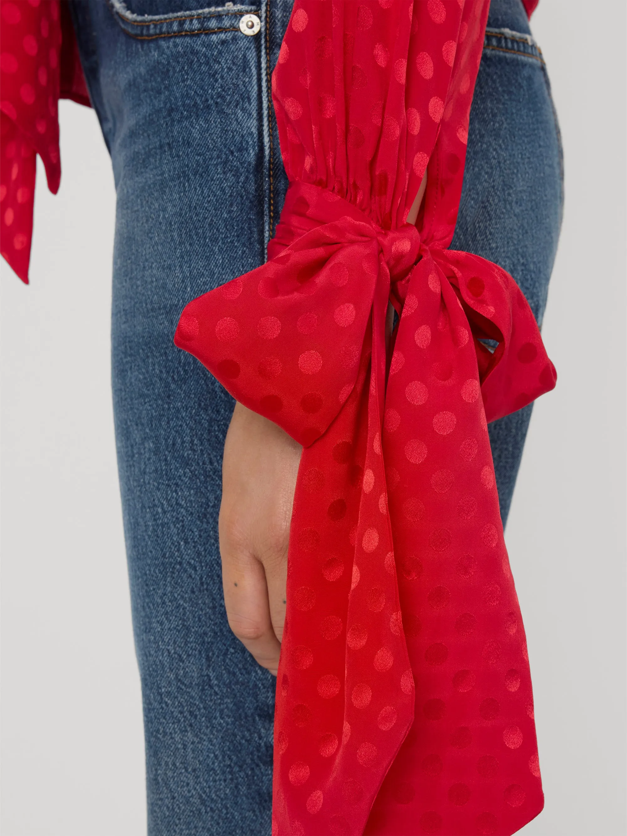 The Nouvelle Blouse -- Lipstick Polka Dot sold by Frame Denim product image thumbnail 5
