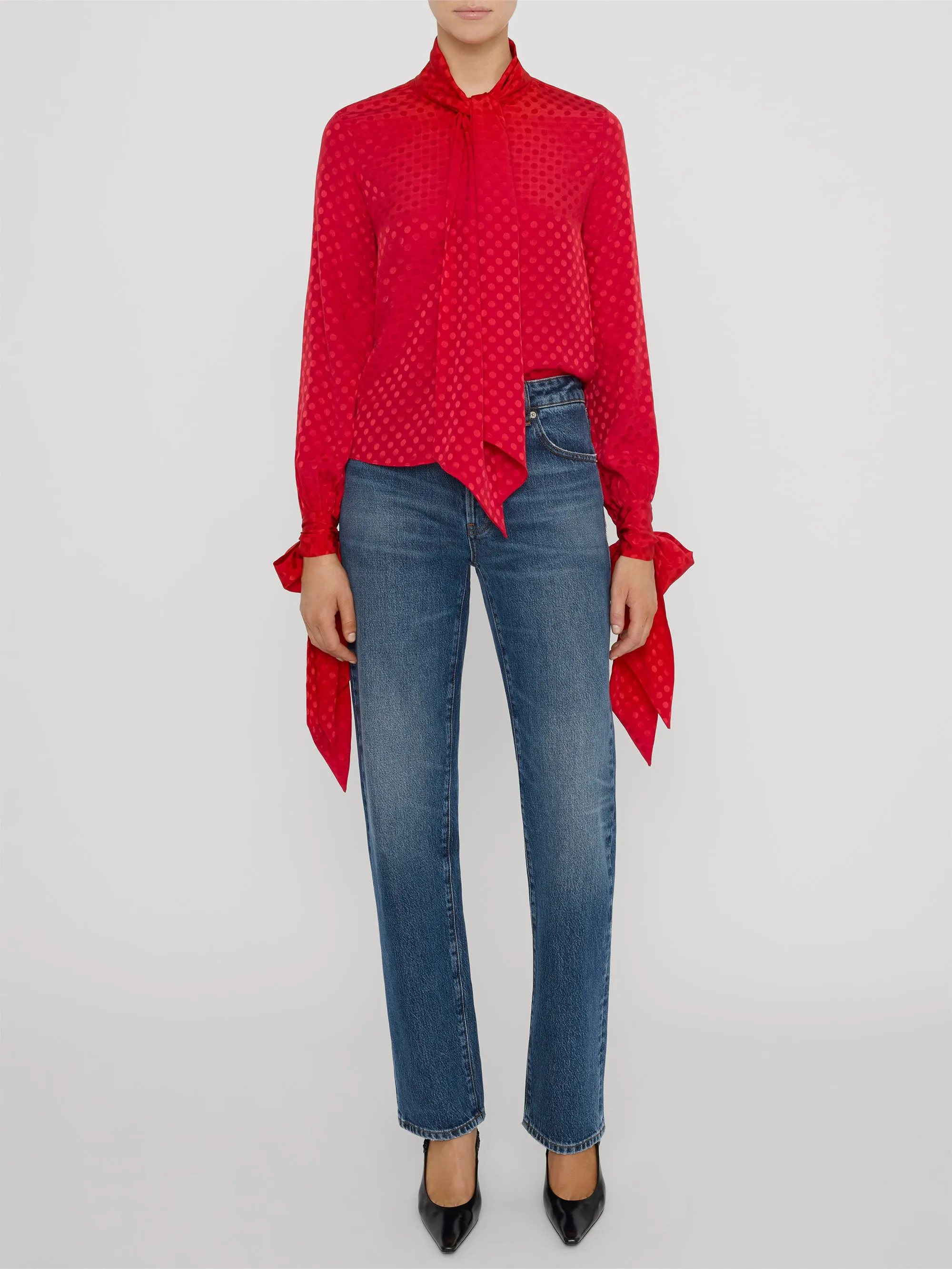 The Nouvelle Blouse -- Lipstick Polka Dot sold by Frame Denim product image thumbnail 2