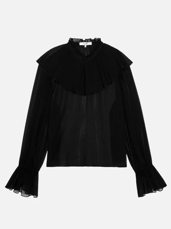 The Silk Soireé Blouse -- Black made by Frame Denim