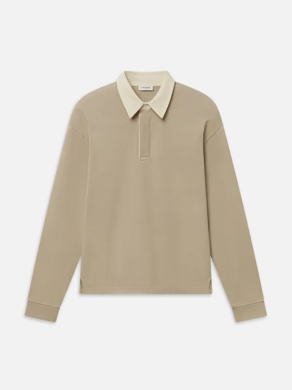 The Rugby Polo Shirt -- Beige made by Frame Denim