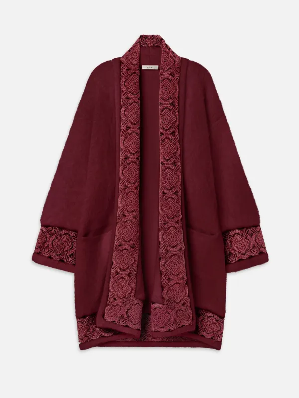 The Brushed Embroidered Coat -- Deep Garnet made by Frame Denim