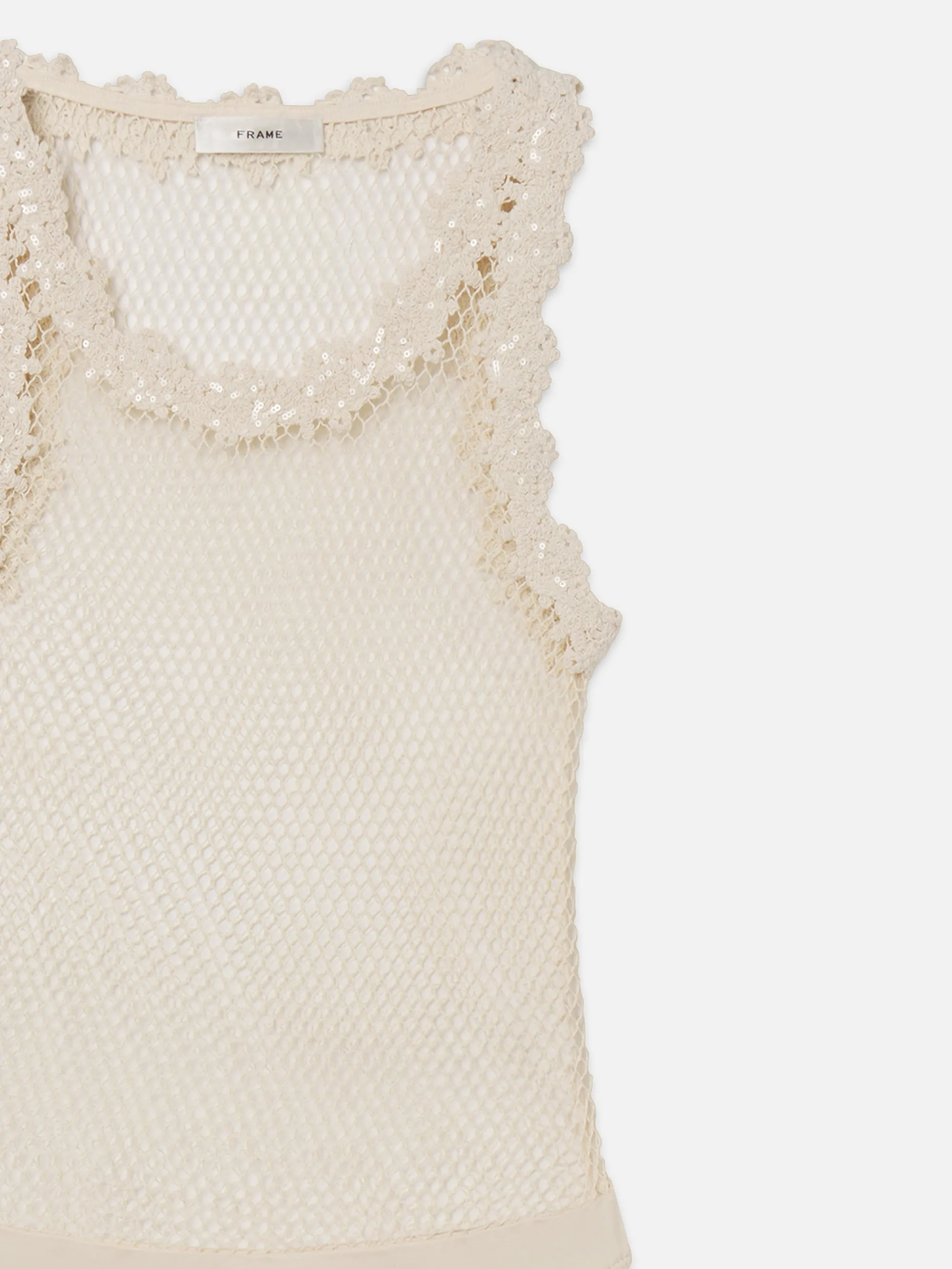 The Mesh Glimmer Bodysuit -- Cream sold by Frame Denim product image thumbnail 2