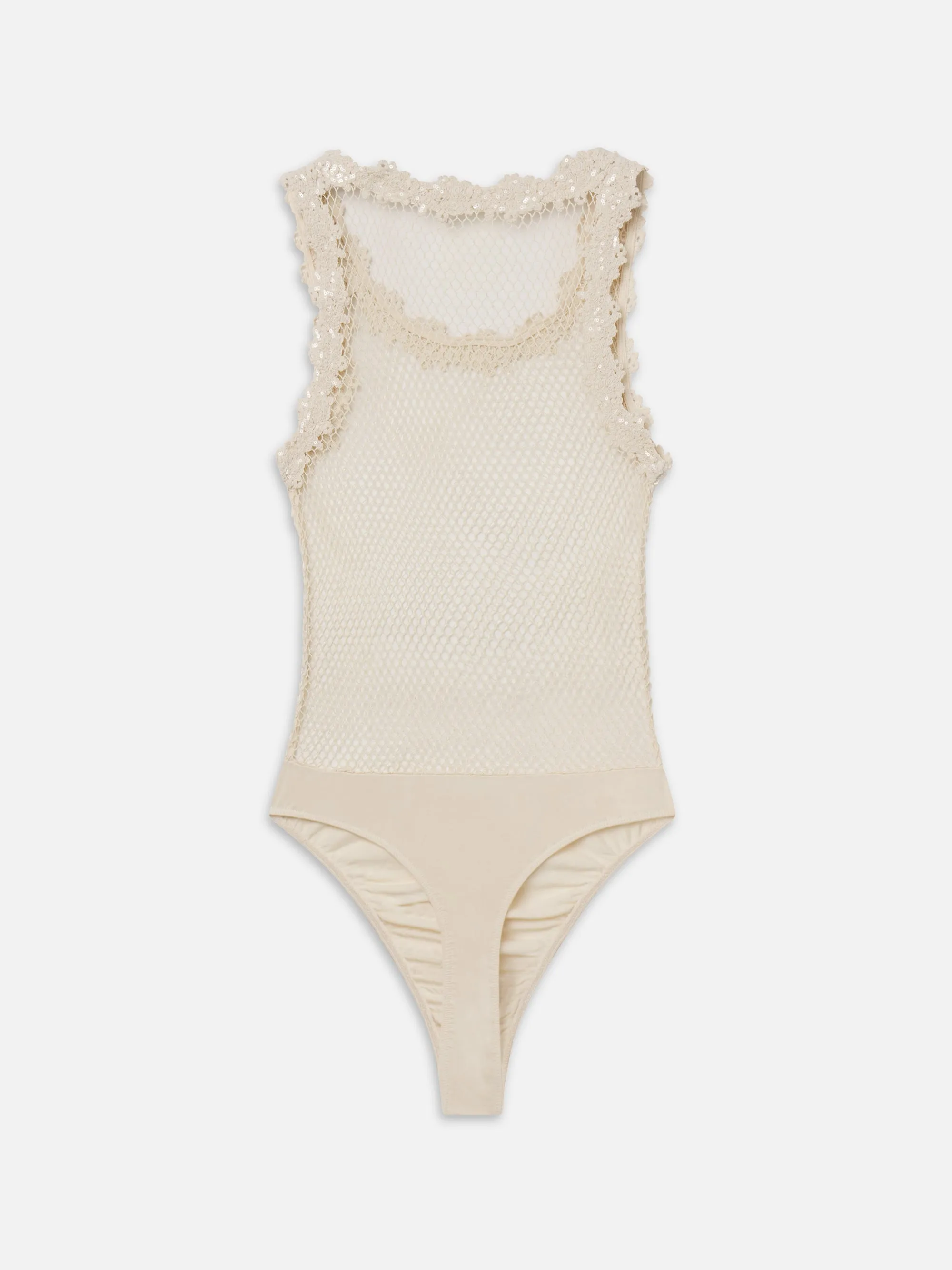 The Mesh Glimmer Bodysuit -- Cream sold by Frame Denim product image thumbnail 3