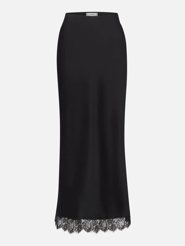 The Silk Lace Column Skirt -- Black made by Frame Denim