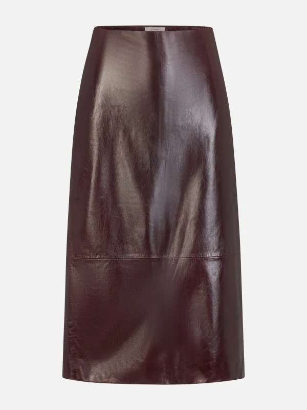 The Veda Leather Skirt -- Currant made by Frame Denim