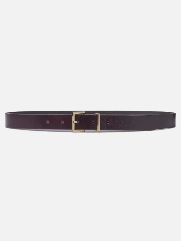 The Patent Square Buckle Belt -- Deep Garnet made by Frame Denim