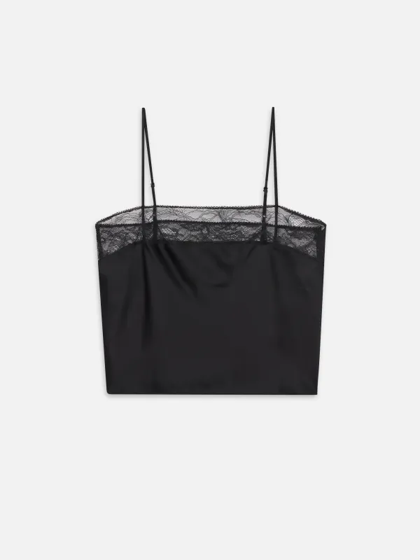The Lace Delphine Cami -- Black made by Frame Denim