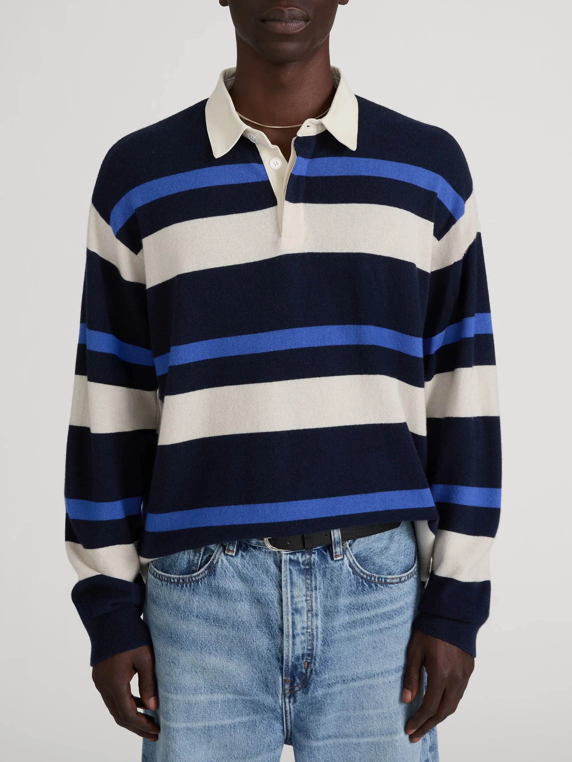 Rugby Polo Sweater -- Navy Stripe sold by Frame Denim product image thumbnail 3