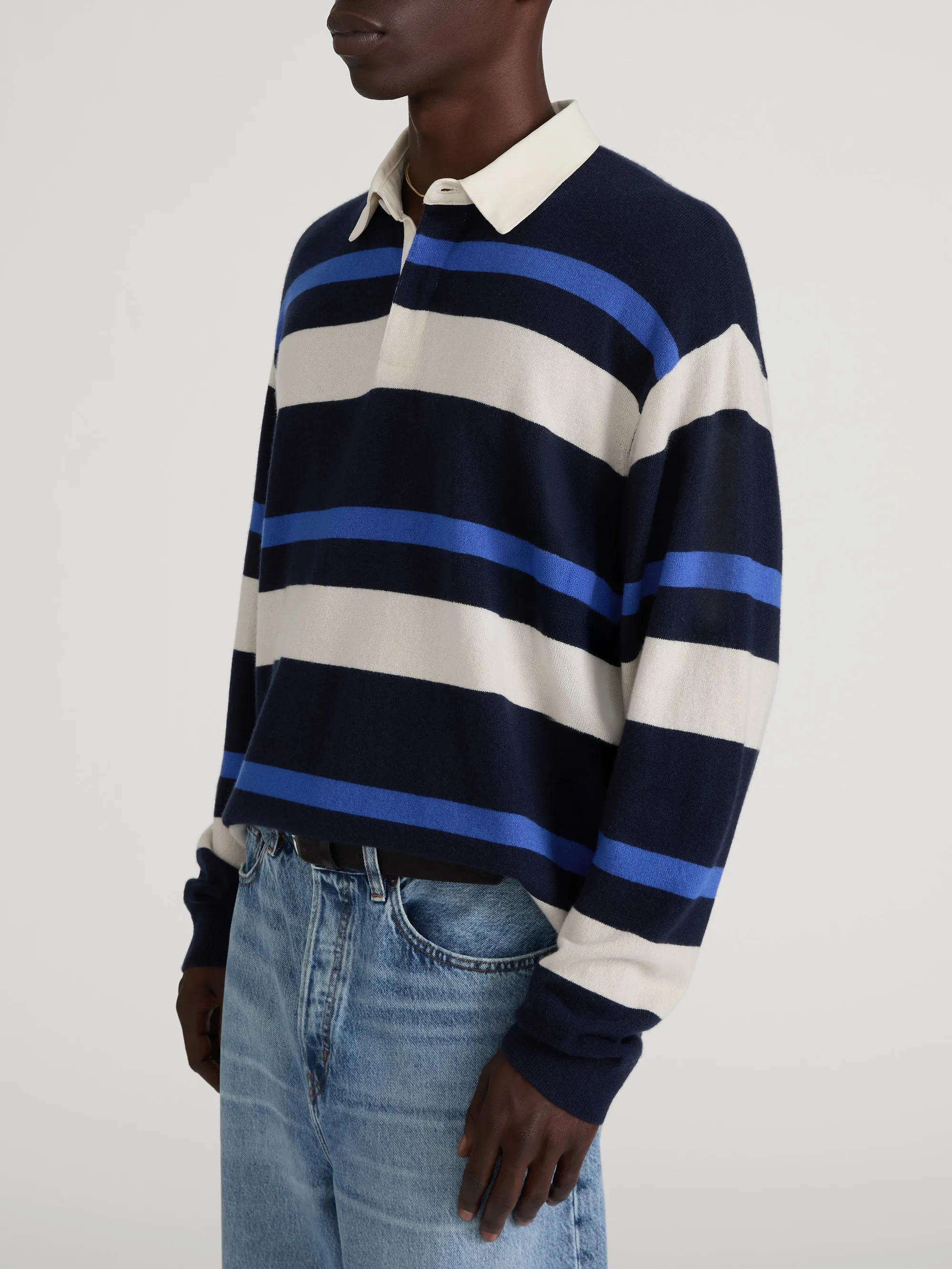Rugby Polo Sweater -- Navy Stripe sold by Frame Denim product image thumbnail 5