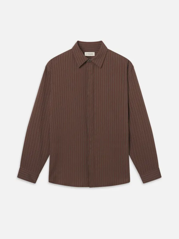 Relaxed Stripe Shirt -- Red Brown Stripe made by Frame Denim