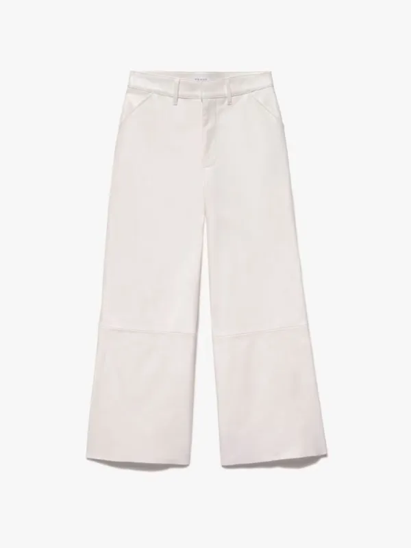 Wide Leg Crop Leather Trouser -- Bone sold by Frame Denim