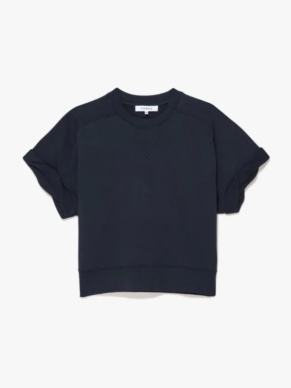 Slouchy Rolled Sweatshirt -- Navy sold by Frame Denim